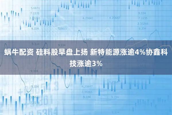 蜗牛配资 硅料股早盘上扬 新特能源涨逾4%协鑫科技涨逾3%