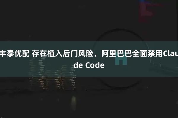 丰泰优配 存在植入后门风险，阿里巴巴全面禁用Claude Code